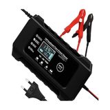Defne Store 12V 6A Akıllı Akü Şarj Cihazı Desülfatörlü LCD Ekranlı Jel Sulu Kuru Agm Kurşun Asit Akü Şarj ve Onarım Cihazı Otomatik Akü Şarj Aleti Oto Motosiklet Tekne Jeneratör Uyumlu - Çok Renkli
