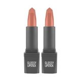 Defne Store 303 Nude Rose Parlak Ruj - Nemlendirici Etkili Pürüzsüz Dudak Görünümü - Glossy Lipstick (2 Paketi) - Option-1