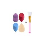 Defne Store 4 Adet Makyaj Süngeri & 1 Adet Maske Spatulası (Yıkanabilir) - Renkli
