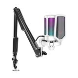 Defne Store Ampligame A6T Twitch, Youtuber, Gamer, Tiktok, Yayıncı USB Mikrofon Seti, Beyaz - Renkli