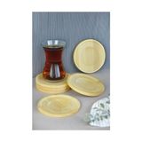 Defne Store Bambu Serisi 10 cm Genişlikte Yuvarlak 6'lı Çay Bardağı Altlığı - Kestane Akaju - Option-1