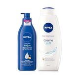 Defne Store Besleyici Vücut Sütü 400 Ml, Kuru ve Çok Kuru Ciltler, 72 Saat Yoğun Nemlendirici Vücut Losyonu, 2 Kat Fazla Yağı + Creme Soft Kremsi Dokunuş Banyo ve Duş Jeli 750 ml - Option-1