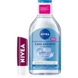 Defne Store Böğürtlen Dudak Bakım Kremi 4.8 Gr, 24 Saat Nemlendirme,böğürtlen Kokusu,ışıltılı Renk,mineral Yağı Içermez + 5in1 Canlandırıcı Micellar Makyaj Temizleme Suyu Normal Ciltler, 400 ml - Option-1