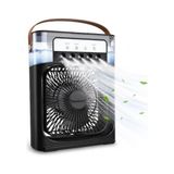 Defne Store Buharlı Hava Soğutucu, 26X19X8 Cm, Taşınabilir Portatif Klima, 600 Ml, 3 Rüzgar Hızı, 3 Sis Modu, Renkli Led, 5 Sprey Delikli, K27