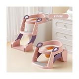 Defne Store Çocuk Tuvalet Eğitimi Katlanır Klozet Adaptörü ve Lazımlık, Merdivenli Tuvalet Eğitici, Pembe - Çok Renkli - 10 x 10 cm