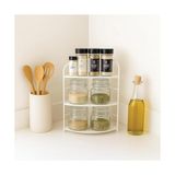 Defne Store Düzenleyici; Banyo Mutfak Organizer Köşe Rafı, Ayarlanabilir 3 Raflı Baharatlık (Beyaz)