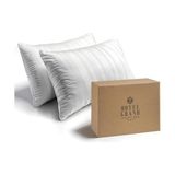 Defne Store Grand Beyaz Tüy Tüyü Yastıklar Standart Boyut 2'li Paket Yatak Yastıkları Seti Orta Sert HIPOALERJENIK%100 Pamuk Nefes Alabilir Otel Koleksiyonu Sırt/yan Uyku Yastıkları, 26"X20"/2 Paket - 10 cm - 0002R72