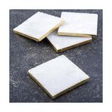 Defne Store Kare Beyaz Mermer/altın Kenarlı Bardak Altlıkları, Kaymaz Köpük Destekli Tamamen Doğal Taşlar, Içecek Emici ve Masayı Korur, 4'lü Set - Kestane Akaju - Option-1