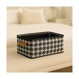 Defne Store Katlanabilir Raf Düzenleyici, Çelik Destekli Kazayağı Desenli Kumaş Saklama Kutusu, Gri, 45X25X20 cm - Çok Renkli - 10 cm