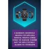 Defne Store Kulak Içi Kablosuz Bluetooth Kulaklık ve Nfc ve Gps Özellikli Akıllı Saat Alarm ve Titreşim - Altın - Siyah - 35 - 48 mm - Belirtilmemiş