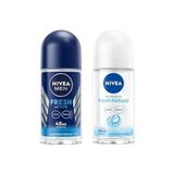 Defne Store Men Erkek Roll On Deodorant Fresh 50 Ml, Ter ve Ter Kokusuna Karşı 48 Saat Deodorant Koruması X2 + Kadın Roll On Deodorant Fresh Natural 48 Saat Anti-Perspirant Koruma (50 Ml) - Option-1