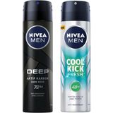Defne Store Men Erkek Sprey Deodorant Deep Dimension 48 Saat Anti-Perspirant Koruma, 150 Ml, Erkeksi Koku + Men Erkek Sprey Deodorant Kick Fresh, 150 Ml, Ter ve Ter Kokusuna Karşı 48 Saat X2 - Option-1