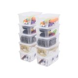 Defne Store Ohyama Çok Yönlü Saklama Kutuları, 11 L, 10'lu Set, Şeffaf, Kapak Kolayca Kapanabilir, Istiflenebilir, Plastik, Dolap, Raflar, Sınıf, Organizasyon, Sanat Malzemeleri, Ayakkabı, Mcb-11 - Option-1 - 001-Renkli