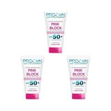 Defne Store Procsın Pink Block Aydınlatıcı Spf 50+ Güneş Kremi, Leke Karşıtı & Cilt Tonu Eşitleyici, Yoğun Nemlendirici & Cildi Besleyici, 50 ml (3 Paketi)