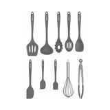 Defne Store Salvatore Isıya Dayanıklı Yanmaz Yapışmaz Silikon Spatula Seti 10 Parça Gri VLT1118