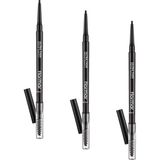 Defne Store Ultra Thin Fırça Başlıklı & Asansörlü Ucu Ince Kaş Kalemi 004 Brown (3 Paketi) - 0-Siyah