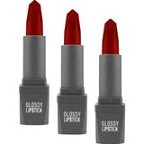 Defne Store Uzun Süre Kalıcı Yoğun Renk Veren Nemlendirici Parlak Ruj - Glossy Lipstick 323 Ruby Red (3 Paketi) - Option-1