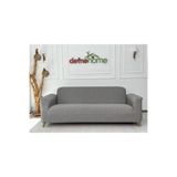 defnehome collection Döşemelik Kumaş Düz Keten Lastikli Kayma Yapmayan 3 Kişilik 1 Adet Büyük Kanepe Örtüsü Gri