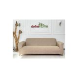 defnehome collection Döşemelik Kumaş Düz Keten Lastikli Kayma Yapmayan 3 Kişilik 1 Adet Büyük Kanepe Örtüsü Vizon