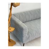 defnehome collection Kalın Krokan Kumaş Lastikli Kayma Yapmayan 3 Kişilik Tekli Kanepe Örtüsü Gri