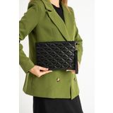 Defnella Kadın Notte Siyah Üçgen Desenli Portföy Clutch Çanta