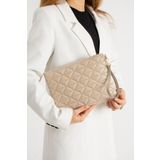 Defnella Kadın Notte Vizon Bej Desenli Portföy Clutch Çanta 25x19 Cm