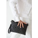 Defnella Siyah Desenli Portföy Clutch Çanta 25x19 Cm