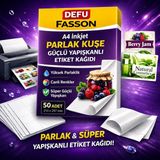 Defu Fasson A4 Yapışkanlı Parlak Kuşe Fotoğraf Baskı Kağıdı 50 Sayfa Yüksek Parlaklık ile Ofis Kullanımına Uygun
