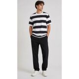 Defy Moda Erkek Çizgili Oversize Tişört Bisiklet Yaka Kısa Kol Yazlık T-Shirt - Siyah