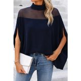 Defy Moda Kadın Balıkçı Yaka Tül Detaylı Yanlardan Açık Geniş Kesimli Sandy Bluz
