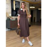 Defy Moda Kadın Kısa Kollu Ribana Ve Fermuar Detay Midi Boy Elbise