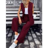 Defy Moda Kadın Kolsuz önü Açık Yakalı Cepli Janjan Krep Yelek Ve Pantolon Ikili Takım