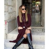 Defy Moda Kadın Uzun Kollu önden Fermuarlı Maxi Viskon Iki Iplik Elbise