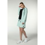 Defy's Alya Kadın %100 Pamuk 2 İplik Şardonsuz Oversize Kapüşonlu Fermuarlı Su Yeşili Sweatshirt