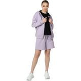 Defy's Alya Kadın Pamuklu 2 İplik Şardonsuz Oversize Kapüşonlu Fermuarlı Lila Sweatshirt