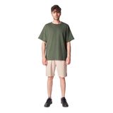 defy's Bisiklet Yaka Kısa Kollu Dokulu Oversize Fit Basic Tişört, XL, KOZA, Haki, Erkek