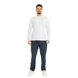 defy's Erkek Beli Lastikli Düz Paça Cepli Regular Fit Pantolon Lacivert-Beyaz, L
