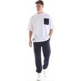 Defy's Erkek Bisiklet Yaka Kısa Kollu Oversize Fit Cep Detaylı Tişört Beyaz - XL
