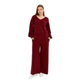 defy's Kadın Bol Paça Cepli Dokulu Regular Fit Pantolon Bordo, M