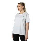 defy's KADIN ÖN VE SIRT BASKILI KISA KOLLU BİSİKLET YAKA OVERSIZE TİŞÖRT BEYAZ - S