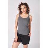Defy's Kadın U Yaka Sıfır Kol Regular Fit Basic Geniş Askılı Tişört Antrasit - M