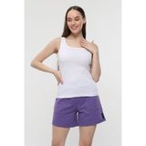 Defy's Kadın U Yaka Sıfır Kol Regular Fit Basic Geniş Askılı Tişört Beyaz - XS
