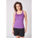 Defy's Kadın U Yaka Sıfır Kol Regular Fit Basic Geniş Askılı Tişört Koyu Mor - XS