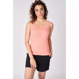 Defy's Kadın U Yaka Sıfır Kol Regular Fit Basic Geniş Askılı Tişört Mercan - XS