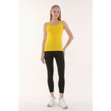 Defy's Kadın U Yaka Sıfır Kol Regular Fit Basic Geniş Askılı Tişört Sarı - XS