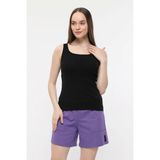 Defy's Kadın U Yaka Sıfır Kol Regular Fit Basic Geniş Askılı Tişört Siyah - M