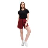 Defys Regular Fit Bordo Kadın Beli Lastikli Cepli Etiket Detaylı Şort
