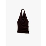 Degaje Yaka Asimetrik Slim Fit Drapeli Kolsuz Bluz