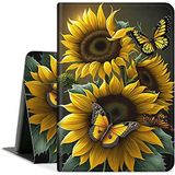 DEGDFSGR Samsung Galaxy Tab S8 Plus 2022/Galaxy Tab S7 FE 2021/Tab S8+/S7 Plus 2020 12.4 inç için Kılıf, PU Deri Katlanır Stand Koruyucu Tablet Kılıfı Otomatik Uyandırma/Uyku, Sarı Güneş Çiçeği