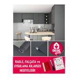 DEGE HOME Mat Antrasit Gri Yapışkanlı Folyo, 122 cm. Mutfak, Banyo, Tezgah, Duvar, Dolap ve Masa Kaplama